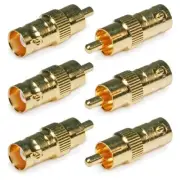 6 Pcs BNC Female to RCA Male Coax Coaxial Adapter Connector CCTV Camera Gold