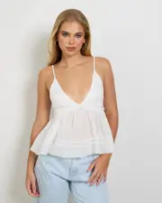 [Mooloola] Mooloola Women's Leah Top in Cream Size 8 8 Cream