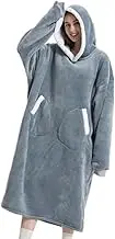 Generico Oversized Wearable Blanket, Wearable Hoodie Blanket, Oversized Blanket Sweatshirt, Cuddly Winter Blanket, Indoor Wearable Blanket, Blanket With Sleeves Light Gray 120 cm/47.24 Inches, Light