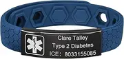 [Gamtic] Medical ID Bracelet for Men - Custom Engraved Silicone Strap Medical Alert Bracelets Wristband for Women, Adjustable Waterproof Customizable Info Emergency Bracelet for Diabetic Seizure