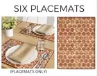 x6 Distressed Medallion Placemat Set Cotton Cloth Fabric Fall Autumn Rust LOT 6