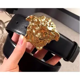 Versace 黑標 經典 女王頭 黑色 酒紅色 真皮 皮帶 全新正品范思哲皮帶凡賽斯皮帶 配件齊全