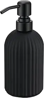 Matte Black Glass Soap Dispenser with Rust Proof Stainless Steel Pump, Hand Soap Dispenser with Vertical Stripe, Premium Bathroom Soap Dispenser,Commercia Black Kitchen Soap Dispenser