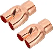 uxcell 3/4" x 1/2" x 1/2" ID Tee Y Type Copper Fitting, 2 Pcs Welding Joint Split Union Intersection for HVAC, Air Conditioning Refrigeration System