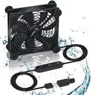 Xiaoqijia Quiet 120mm USB 5V/12V DC Fan - IPX5 Waterproof, 10 Speed, Portable Cooling Fan for Tablet, TV, Receiver, Router, DVR, Xbox, Greenhouse, Kennel, Computer Cabinet & Component Cooling