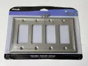 Amerelle Decor Chelsea Brushed Nickel Wall Plate 4 Rocker light Switch Cover