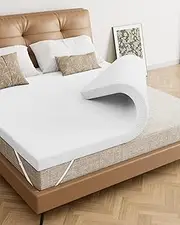 2" King Firm Memory Foam Mattress Topper, [Removable] [Washable] Cover and [Adjustable] Straps, CertiPUR-US Certified Firm Mattress Topper King, Soft and Breathable for Pain Relief- Dark Gray