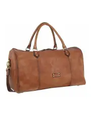 [PIERRE CARDIN] Smooth Leather Overnight Bag in Cognac