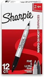 SHARPIE 32001 Twin Tip Marker Black 12-pack