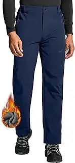 [ISEEGZ] Mens Snow Ski Hiking Pants Fleece Lined Winter Softshell Snowboard Pants Men Lite Waterproof Windproof Insulated
