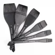 Squirrel Mix Hair Flat Watercolor Painting Brush Wooden Handle Black Art Supply