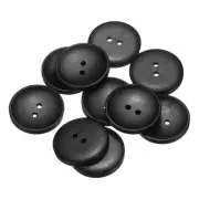 10pcs Wooden Sewing Button 28mm 2 Holes Round Craft Buttons, Black