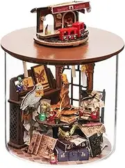 Ieron DIY Miniature Dolls House Kit DIY Wooden Doll House Kit with Dust Cover Creative Handmade Woodern Crafts for Adults Creative Room Birthday Chirstmas(Time Magic)