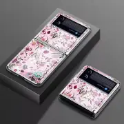Electroplated Glass Phone Case Floral Cover for Samsung Galaxy Z Flip 3 5G Phone