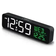 Large Display Digital Alarm Clock for Bedrooms, Desk Table White and Green