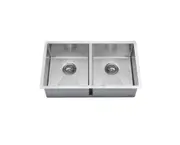 880*450*200mm Stainless Steel 304 1.2mm Double Bowl Sink Round Corner Basket Waste and Plug included