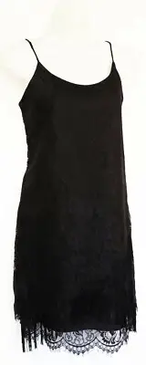 Sam Edelman Womens Bohemian Rhapsody Lace Dress Medium Fringe Flapper Black NEW