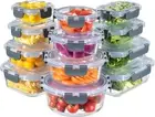 MFY 12-Pack Glass Storage Containers with Lids, Meal Prep Grey