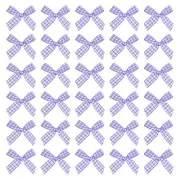 100 Pcs Mini Gingham Ribbon Bows 1.8 Inch Satin Ribbon Bows, Violet White