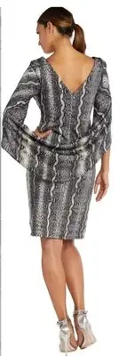 R&M RICHARDS SILVER FORMAL DRESS SIZE 8 PETITE NEW W/ TAGS AND WRAP AROUND BACK