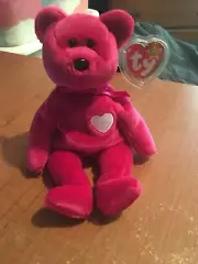 TY BEANIE BABIES 1998 VALENTINA BEAR WITH TAG ERRORS AND HOLOGRAM...PE PELLETS