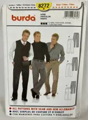 Burda 8272 Mens Pants 3 Styles 1 Cargo 30.75"-45.75" W Sewing Pattern UC FF OOP