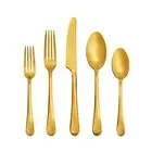 Hampton Forge Skandia Mirabella Satin Flatware Set, 20 Piece, Gold