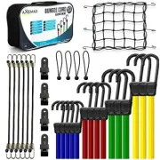 32 Pack Heavy Duty Bungee Cords Assorted Sizes with Plastic Coated Metal Hooks