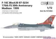 FAB FD72002 1/48 F-16C Block30 87-0234 176th FS 50th Anniversary Madison 1999