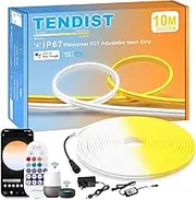TENDIST 10M Neon LED Strip Light Outdoor WiFi, IP67 Waterproof Dimmable Warm White 3000k to Cool White 6500K Neon Rope Light Alexa Compatible, 24V DIY Flexible Led Neon for Outdoor, Kitchen Decor