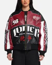 [LOITER] Loiter Tokyo Drift Vegan Leather Jacket Red - Size 2XL 2XL Red
