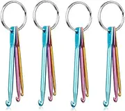 Zuoyou 4 Sets Mini Keychain Aluminum Crochet Hooks Knitting Needles 3 Sizes/Set (3mm,4mm,5mm)
