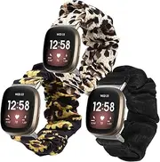 [jojofuny] 3 Pack Fabric Wrist Straps Watch Bands for Women Girls Replacement Wristband Printing Design Hair Scrunchie