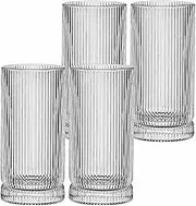 16 oz Tall Ribbed Drinking Glasses, Set of 4 - Vintage Highball Tumblers for Cocktails and Coffee (Set of 4)