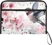 YMXFXP Expandable Filing Folder Cherry Hummingbird Cute, 13-Pocket Funny Cute Design with Sticky Labels, A4 Letter Size Document Organizer for Office, School, Boys, Girls