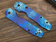 VICTORIA Flamed Titanium Scales for SMOCK Spyderco Folding Knife Made in USA