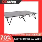 Folding Sun Lounger Grey Steel 240kg Camping Outdoor Portable 2 Person 7762