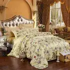 100% Mulberry Silk Flowers Bedding Set 4pcs Quilt Cover Flat Sheet 2 Pillowcases