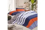 Amsons Kara Pure Cotton Quilt Doona Duvet Cover Set White, Blue, Rust