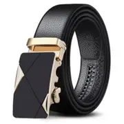 Belts Men's Automatic Buckle Belt Casual Fashion Plaid Waistband Black