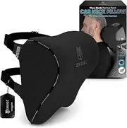 SNUGL Car Headrest Pillow | Memory Foam Car Neck Pillow - Car Seat Head Support with Two Adjustable Straps & Removable Cover, Head Rest Pillow for Car with Ergonomic Design, Travel Neck Pillow for Car