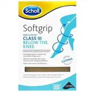 Scholl Softgrip Compression Stockings CL3 Below Knee Open Toe Natural Medium