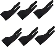COHEALI 6pcs Two-finger Gloves Kit Tablet Drawing Gloves Graphic Tablet Gloves Sketching Gloves Elastic Gloves for Two- Finger Gloves Artist Drawing Glove Artists Gloves Touch Black