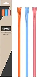 3 PCS Reusable Silicone Drinking Straws, Openable and Washable Boba Straw, No Cleaning Brush Needed Easy to Clean Reusable Straws Food Grade BPA Free Long and Wide for Any Tumbler