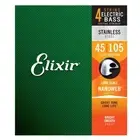 Elixir Bass #14677 Guitar Strings Stainless Steel Medium Nanoweb Coating 45-105