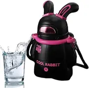 Arrovarp Bunny Straw Cup | Cartoon Bunny Shaped Water Bottle - Cartoon High Capacity Space Theme Thermal Water Bottle, Cold Drinks Thermal Cup