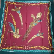 Vintage Jim Renoir Pheasants Large Womens Scarf 100% Polyester Italian Made New