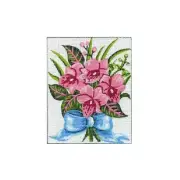 Pink Flowers Tapestry Design Printed On Canvas #S1418.16