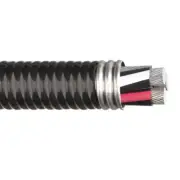 50' 2/4 Type MC Aluminum Conductor Metal Clad Cable PVC Jacket Black 600V