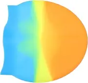 Yardwe Silicone Swim Cap Large Size Waterproof Gradient Design for Men Women Hair Protector Pool Cap